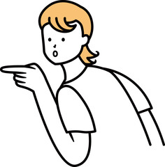 指を差して案内をしているアジア人ビジネスウーマンのイラスト素材