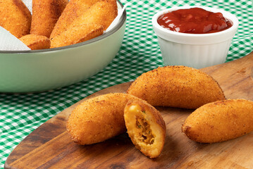 Delicious Brazilian snack chicken risoles.