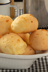Traditional Brazilian cheese bread (pão de queijo). Selective focus.