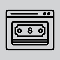 Online payment icon in line style about browser, use for website mobile app presentation