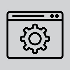 Configuration icon in line style about browser, use for website mobile app presentation