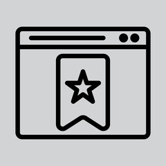 Bookmark icon in line style about browser, use for website mobile app presentation