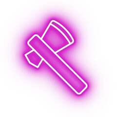 Neon pink axe, hunter axe on transparent background