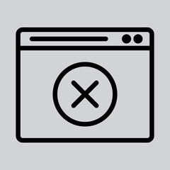 Blocked icon in line style about browser, use for website mobile app presentation