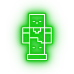 Fotobehang Minecraft Neon green creeper icon, minecraft icon on transparent background  © ARTFX Design