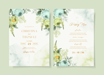romantic floral on wedding invitation card template