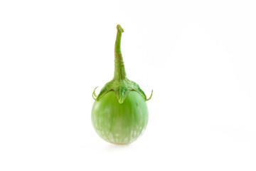 Small green eggplant isolated on white background.