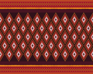 Geometric ethnic oriental seamless pattern traditional Thai fabric Design, Tribal vintage, classical texture ,retro vector, Vector illustration.
