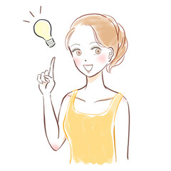 問題解決した若い女性のイラスト