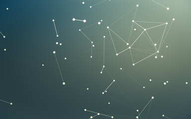 Fototapeta premium Abstract background. Molecules technology with polygonal shapes, connecting dots and lines. Connection structure. Big data visualization.