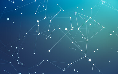Abstract background. Molecules technology with polygonal shapes, connecting dots and lines. Connection structure. Big data visualization.