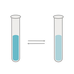 The chemical reaction in a test tube that showing reversible reaction