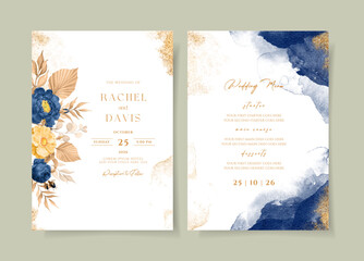 elegant watercolor wedding invitation card with dried floral