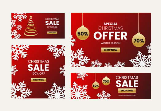 Christmas Sale Banner.Big Sale Offer, Banner Template. Winter Holidays Discounts And Sellout In Stores And Shops.