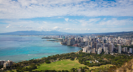 Waikiki beach from Diamond Head (wide)