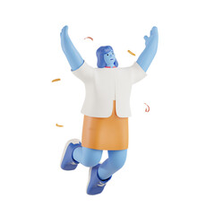 3d party people celebrate with jumping