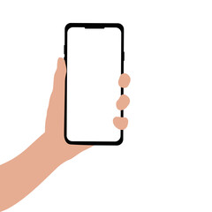Take selfie and holding mobile phone in hand, vector