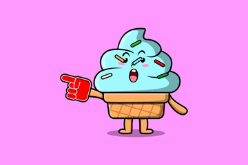 Cute Cartoon Ice cream with foam finger glove in modern design 