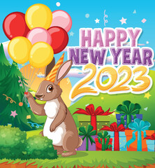 Happy New Year 2023 Banner in Christmas theme
