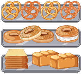 Bakery showcase with pastry products