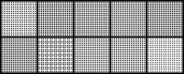 Fototapeta Set of 10, Black and White Lettered Tiled Background Seamless Tiles Alphabet Typography, A B D H M N P S W Y. obraz