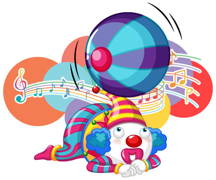 Circus clown with music key cartoon character