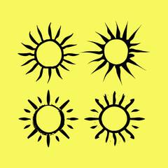 set of line sun Icon for Brightness, Intensity Setting icon Vector. in the style of abstract lineart.