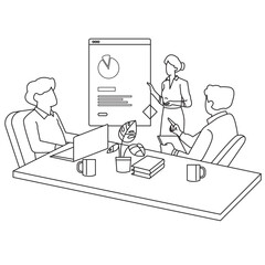 Teamwork Kids Coding Outline 2D Illustration