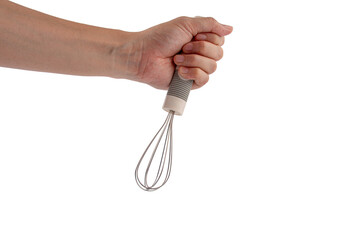 hand holding whisk egg isolated on transparent background