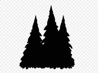 Christmas tree on snowy landscapes isolate on png or transparent    background, Graphic resources for New Year, Birthdays and luxury card. Vector illustration