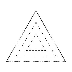 Tracing triangle shape broken line element for preschool, kindergarten and Montessori kids prewriting, drawing and cutting practice activities in vector illustration