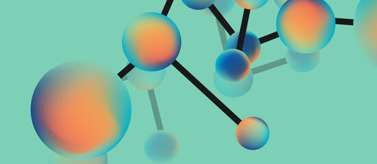 Line points connections geometric landing page background. Fluid circles and spheres with liquid gradients. Vector Illustration For Wallpaper, Banner, Background, Card, Book Illustration, landing page