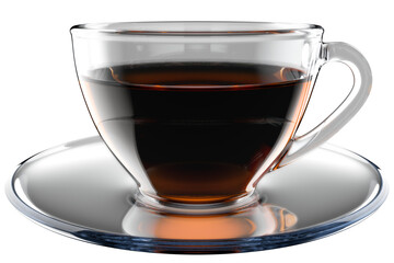 3D Tea Cup and Saucer Glass Illustration