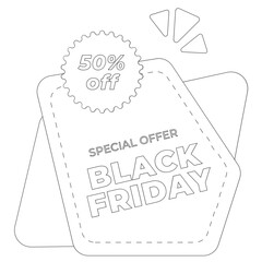 Black Friday Shopping Sales Outline 2D Illustration
