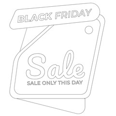 Black Friday Sign frame Outline 2D Illustration