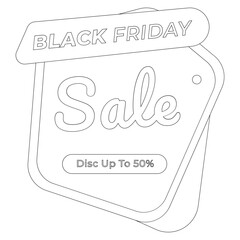 Black Friday Sticker Set Outline 2D Illustration