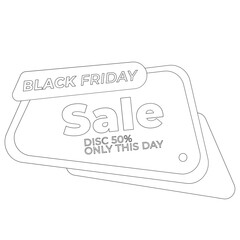 Black Friday Promo Advertising Outline 2D Illustration
