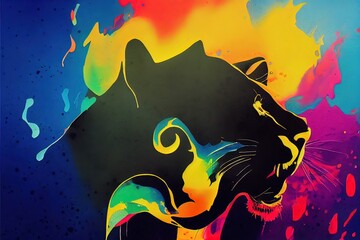 isolated tiger watercolour splashes with ink painting, llustration art