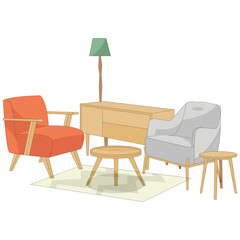 Fototapeta premium Home Interior Living Room Illustration