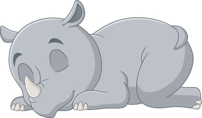 Cute rhino animal cartoon sleep