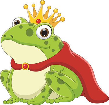 Illustration of Cute king frog with using crown
