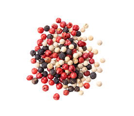Mixed of peppers red, black and white pepper isolated on transparent png