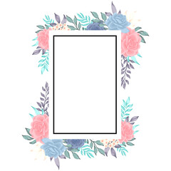 rose flower frame watercolor