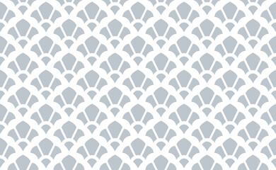 Flower geometric pattern. Seamless vector background. White and gray ornament. Ornament for fabric, wallpaper, packaging. Decorative print.