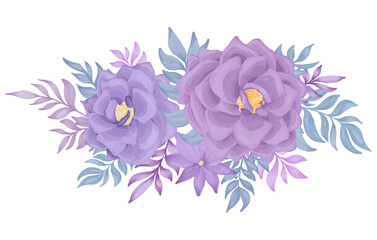 purple rose flower bouquet watercolor