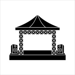 Obraz premium Concert stage icon. Scene, event equipment rental sign. Thin linear logo for concert, music festival. Vector illustration on white background.