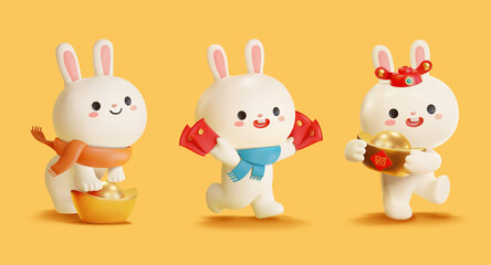 3D Cute rabbit characters for CNY