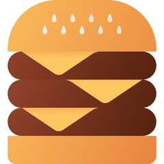 Triple cheeseburger isolated on white background, illustration, icon, element