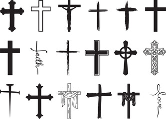 Religious CROSS BUNDLE, Jesus Cross, Old Rugged Cross , Christian ,Cross , Religious , Cross ClipArt, Crosses, Catholic Cross, Silhouette Cross, Faith Cross