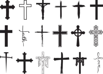 Foto op Plexiglas Religious CROSS BUNDLE, Jesus Cross, Old Rugged Cross , Christian ,Cross , Religious , Cross ClipArt, Crosses, Catholic Cross, Silhouette Cross, Faith Cross © INKINGMAN